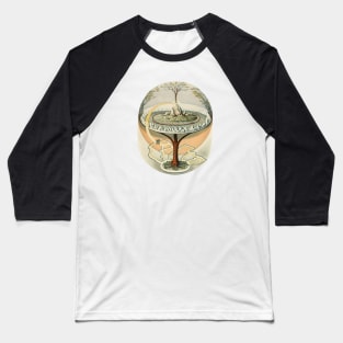 Surreal Collage of a World, Flat Earth, Tree of Life Baseball T-Shirt